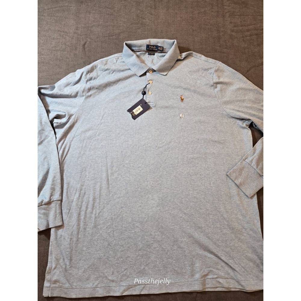 NWT Polo Ralph Lauren Polo Shirt XXL Long Sleeve Cotton Flesh Pony Casual NEW